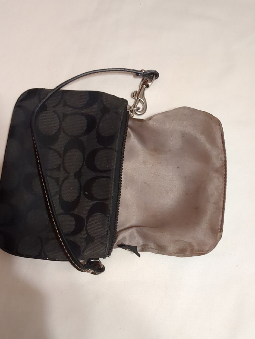 Coach Small Black Signature Canvas Wristlet - Picture 6 of 12